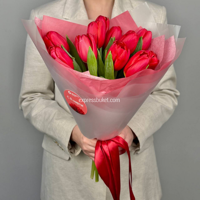 Тюльпаны красные 11 штук